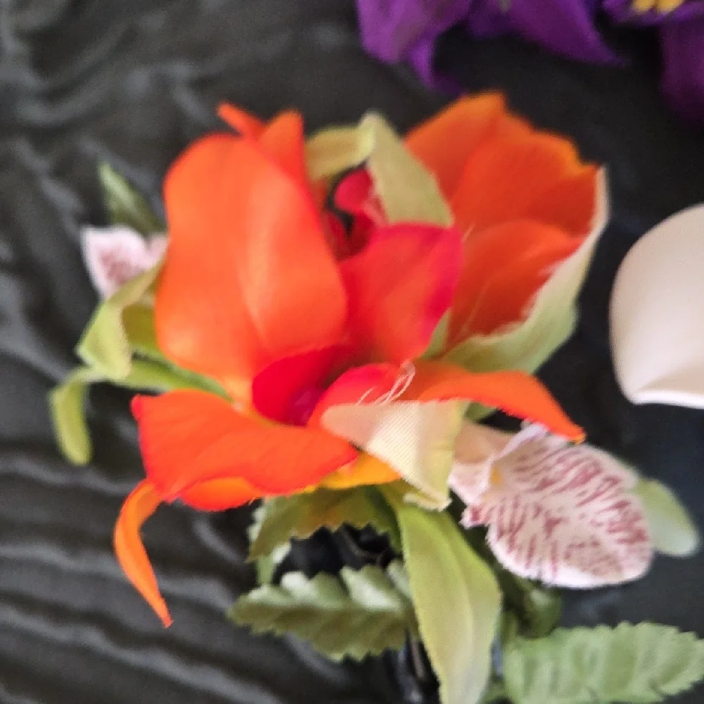 Floral Hair Clips Set Of 5 - Orchid, Plumeria, Tropical Flowers